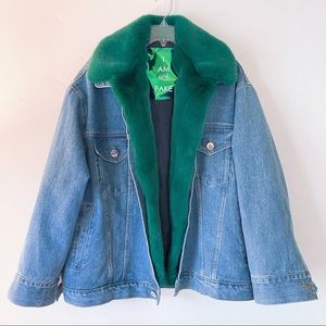 Fully fur lined denim jacket (one size)